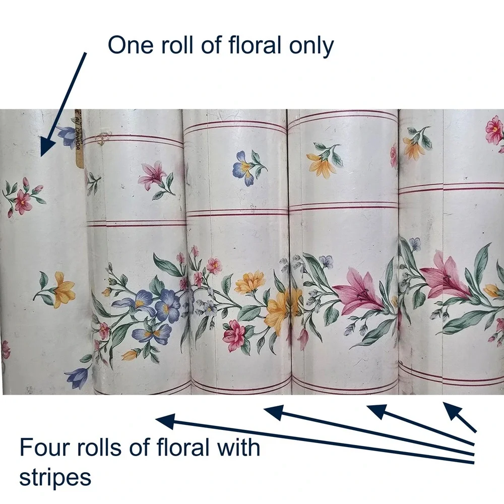 VTG DEADSTOCK Sunworthy Wallpaper Roll Lot No 8 Pre Pasted Scrubbable Vinyl 55sf